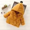 Rompers Hooded Children Outerwear Winter Warm Baby Girl Boy Down Jacket Solid Thicken Girl Boy Cotton Jacket Casual Coats Infant Clothes 231024