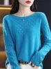 Womens Sweaters Spring Autumn 100% Pure Merino Wool Pullover Sweater Women Oneck Hollow Longsleeve Cashmere Knitwear Female Clothing Grace 231024