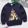 Andra leksaker jul katt trädtryck barn tröja kawaii barn tecknad kläder xmas lång ärm pullover tjej pojke jul hoodiel231024