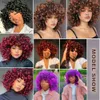 Short Wine Red with Bangs Afro Kinky Curly Wig Bouncy Fluffy Synthetic Hair Wigs for Black Women Cosplay Party Wigl231024