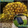 Led Strings Solar Net Light 1.5X1.5M 3X2M Leds Timer Dimming Flash String Ip65 Waterproof Christmas Gardens Decoration Queue Path Ga Dheeq