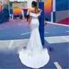 Vintage Off Shoulder Mermaid Wedding Guest Dress With Detachable Train Ruffles Dress For Bride Elegant Women Bridal Gown
