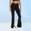 Yoga Split Uitlopende Broek Dames039s Legging Vwaist Split Zonder Zak Hoge Taille Elastische Buik Sluiting Dansbroek Trouses8274370