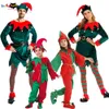 Cosplay EraSpooky Deluxe Christmas Elf Costume For Adult Kids Santa Claus Cosplay Family Matching Fancy Dress Xmas New Year Party OutfitCosplay