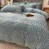 Bedding sets Set Luxury Winter Double Sided Milk Velvet Duvet Cover Bed Sheets Pillowcase Linen Bedroom Comforter 231023