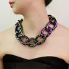 Gargantilha chunky acrílico corrente colares para mulheres profundo colorido hiphop torques colar moda jóias
