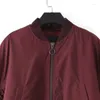 Trench-Coats Women Coats Veste de coton à vin rouge baseball uniforme d'automne hiver plus bref manches longues épaississer les vêtements de bombardier pilote