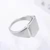 Band Rings Soul Men Steel Rings For Men Manlig Signet Bredringar Hand av Mirror Polished Geometric Simple Square Jewelry Anillos 231023