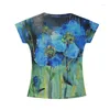 T-shirt da donna 2023 T-shirt stampate 3d Camicia a fiori vegetali Girocollo Harajuku Y2k Streetshirts Donna Vintage Tee Tops