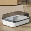 Other Cat Supplies Large Capacity Cat Litter Box Semi-closed Plastic Sand Box for Cats Pet Toilet Anti Splash Cat Tray Cleaning Bath Basin Supplies 231023