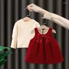 Ensemble de vêtements de noël et d'anniversaire pour filles, tenues d'automne et d'hiver pour bébés filles, T-Shirt à bretelles, costumes pour tout-petits