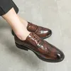 Casual schoenen Krokodilpatroon Mode lederen loafers Heren Brogue Jurk Platform Mocassin