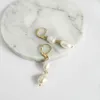 Dangle Earrings Unique Design Multiple Genuine Pearl Long For Women Brass Gold Color Irregular Freshwater Hanging