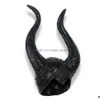 Party Decoration Slee Curse Bl Horn Headgear Maleficent Mask Cosplay Surrounding Halloween Props Drop Delivery Home Garden Festive S Dhjpt