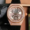 Diamond Mans Watch Automatisch mechanisch uurwerk Horloges 42 mm Mode lederen band Klassiek polshorloge Montre De Luxe