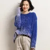 Kvinnors tröjor Vinter Pure Cashmere Dopamine Rendered Gradient Starry Sky Round Neck Fashion Sweater Loose and Lazy Style