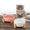 Dog Bowls Feeders Ceramic Pet Bowl Fat med trä Stand Inget spill Pet Ceramic Double Bowl för hundkatt mat vatten matare katter små hundar husdjur skål 231023