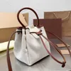 Bube Canvas Bucket Bags Weiße Designer-Umhängetasche mit Kordelzug, Einkaufstasche für Damen, klassische Einkaufstasche, Rucksäcke