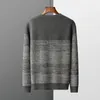 Herrtröjor Autumn/Winter Ull Kallbeständig kläder Sticked Round Neck Contrast Pullover Breatbar textur Blus