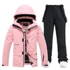 Autres articles de sport Ensembles de combinaison de neige d'hiver pour femmes Vêtements de snowboard Costume de ski 10k Vestes de manteau de glace coupe-vent imperméables et pantalons à bretelles 231023