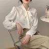 Women's Blouses White Long Sleeve Button Down Shirt High-grade Chiffon Spring And Summer Top Bow Professional