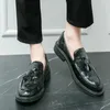 Chaussures habillées Mocassins noirs pour hommes Slip-On Bout rond à carreaux Marron Business Oxford Taille 38-44