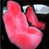 Kış% 100 doğal uzun yün araba koltuk kapağı mat sıcak Avustralya koyun derisi kürk otomatik koltuk yastık peluş evrensel boyut 1 parça