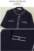 Suéter feminino botão diamante pulôver suéter feminino solto manga curta malha jumper feminino o-pescoço roupas 2023