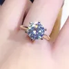 Кольца кластера, модное кольцо с бриллиантом 3 карата, женское кольцо-пасьянс, стерлинговое серебро 925 пробы, желтое золото, муассанит, обручальные свадебные украшения