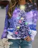 Women's Sweaters 2023 autumn and winter plus size Christmas casual tops women's large color block snowman print long-sleeved round neck tops 6XLL231024