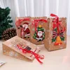 Confezione regalo 3/1 pezzi Sacchetti di carta Kraft di Natale Borsa artigianale con fiocchi di neve Confezione per feste di festival Forniture natalizie per l'anno