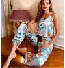 Dames Nachtkleding V-hals CamiTrousers Slaappak Dames Satijn Tweedelige Pyjama Set Sexy Nachtkleding Zomer Loungewear Thuisoutfits