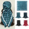 Scarves Muslim Satin Hijab Headscarf Bandana 90x90cm Simulated Silk Square Scarf Shawl Head Neckerchief Polka Dot Fashion Large