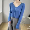 Women's Knits Spring Autumn Women Knitted Cardigan V-neck Long Sleeve Single Breasted Short Sweater Tops