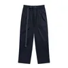 High Street Fashion Brand Functional Style Nylon Pant Hem Zipper Hip Hop Belt Straight Loose Relaxed Pants40bn