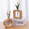 Vazen 1PC Houten Hydrocultuur Bloempot Thuis Vaas Transparant Imitatie Glas Grondloze Plant Potten Groene Plant Pot Voor Thuis decoratieL24