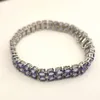 Braccialetti da donna in argento sterling 925 con vera pietra preziosa di tanzanite, molto attraenti, leggeri e fatti a mano per le feste