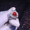 Cluster Rings Colife Jewelry Fashion Red Coral Ring 5mm 7mm Natural Precious Silver 925 Gift for Woman