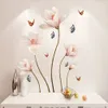 벽 스티커 화려한 꽃 나비 3D자가 접착제 벽지 데칼 방수 침실 배경 거실 장식 231023