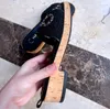 Top quality luxury shoe designer woman Tweed fabic canvas flat man Slipper sandal classic Indoor summer comfort letter gold chain lady Flip Flop slide