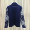 Women's Sweaters 2023 Blue Letter Print Cardigan Brand Same Style