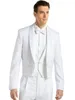 Men's Suits Shawl Lapel Blazer Trousers Groom Tailor-made Wedding Dress Men White Tuxedo 3pcs(Jacket Pants Vest)Dinner Party Wear Suit