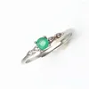 Anelli a grappolo Anello solitario con smeraldo in argento sterling 925 per fidanzamento con gioielleria raffinata da donna