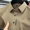 Polo da uomo 2023Luxury Ice Silk Manica corta da uomo/maschile Polo da uomo d'affari di alta qualità Traceless Casual Khaki Verde militare Blu navy