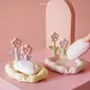Soap Dishes 1PC Ceramic Flower Shape Soap Box Water Guide Hole Dish Storage Plate Tray Shower Soap Holder Bathroom Supplies 231024