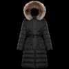 Luxury Designer Womens Down Puffer Jacket with Fur Collar Women Doudoune Moncleire Maya Embroidered Letter Badge Winter Outerwear Coat Size S/M/L/XL