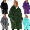 Women's Sleep Lounge överdimensionerade TV -filtar vinterflanell fleece hoodies tröja sherpa filt med ärmar vinter varma stora ficktröja t231024