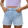 Kvinnors shorts sommarsträcka midriff knapp skarv denim kvinnor bekväma avslappnade tre kvart byxor kvinnliga mode ultrakort jeans