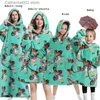 Women's Sleep Lounge Extra Long Hoodies Winter Sherpa TV Blanket Plush Fleece Family Matching Outfits Sweatshirts Avocado Dinosaur Homewear Oversized T231024