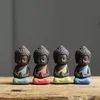 Decorative Objects Figurines Mini Garden Accessories Buddha Statue Tea Pet Ceramic Feng Shui Miniatures Meditation Garden Decor Sculpture Home Figure 231023